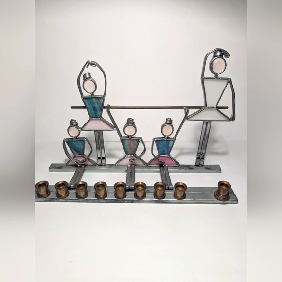 Ballerina Menorah Handcrafted Stained glassmetal